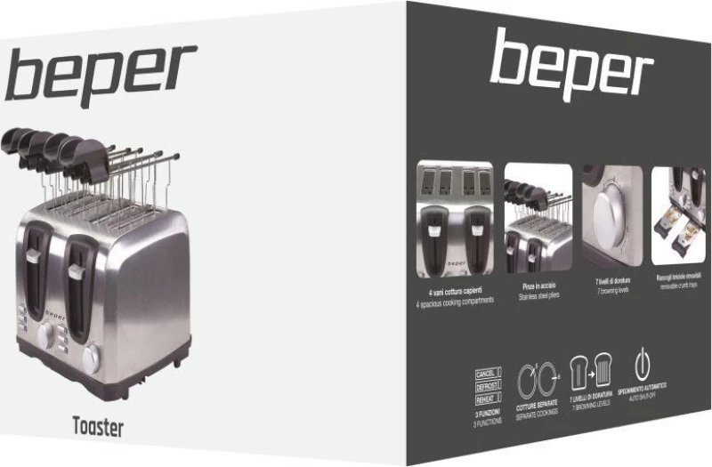 Beper Bt.050 Φρυγανιέρα Από Ανοξείδωτο Ατσάλι 1400W