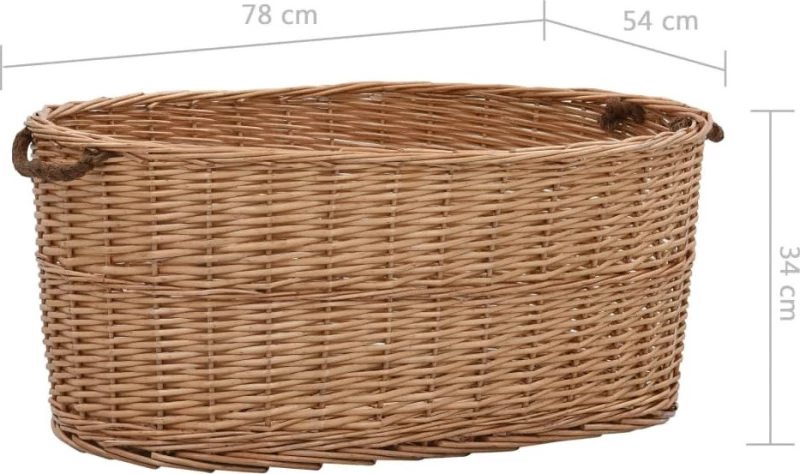 vidaXL Καλάθι Καυσόξυλων με Λαβές Μεταφοράς 78x54x34 εκ. Φυσική Ιτιά
