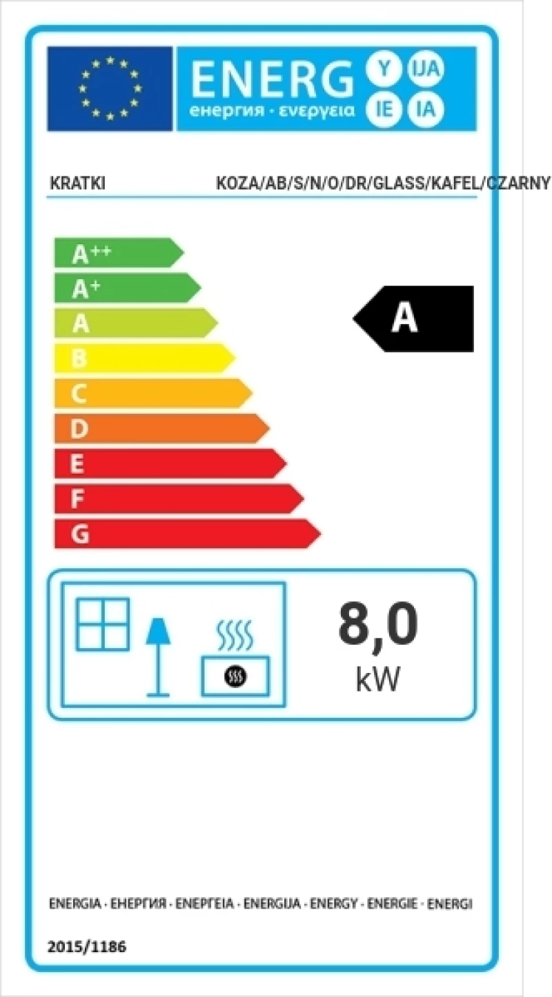 Kratki Koza/AB/S/N/O/DR/Glass/Kafel 8kW Μαύρη