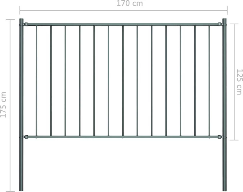 vidaXL Πάνελ Περίφραξης Ανθρακί 125x170cm 145214