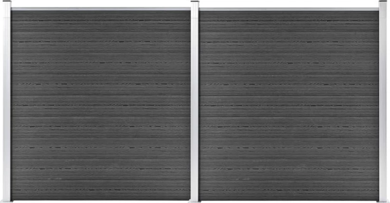 vidaXL Σετ Πάνελ Περίφραξης Μαύρο 186x353cm 3070429