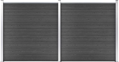 vidaXL Σετ Πάνελ Περίφραξης Μαύρο 186x353cm 3070429