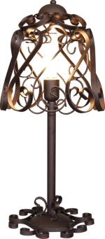 Home Lighting Πορτατίφ με Καφέ Καπέλο και Μπρούτζινη Βάση