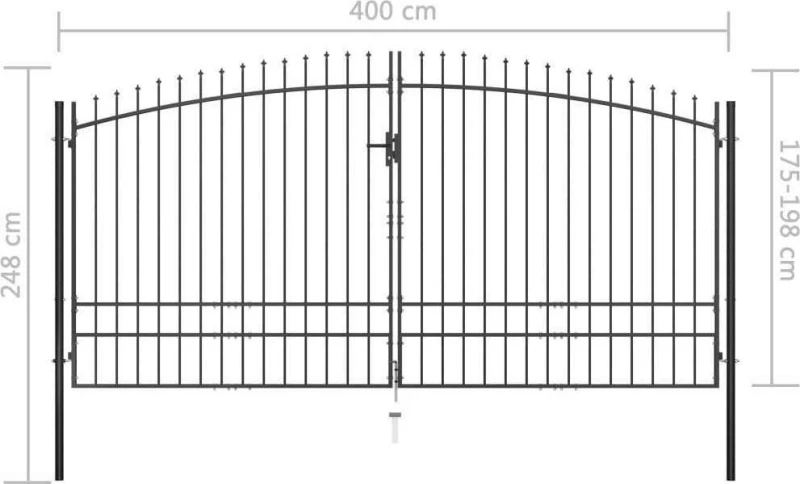 vidaXL Πόρτα Περίφραξης Διπλή με Λόγχες 148x400cm 145742