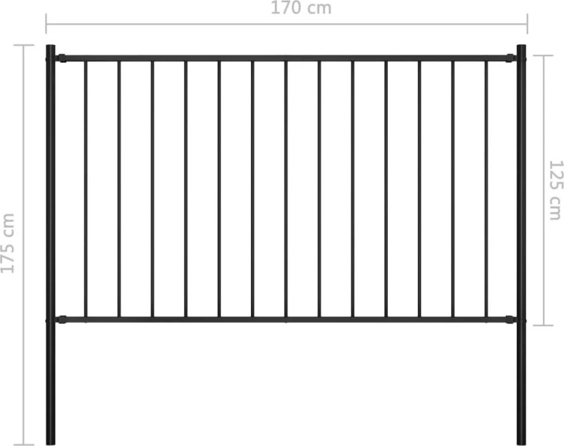 vidaXL Πάνελ Περίφραξης Μαύρο 125x170cm 145211