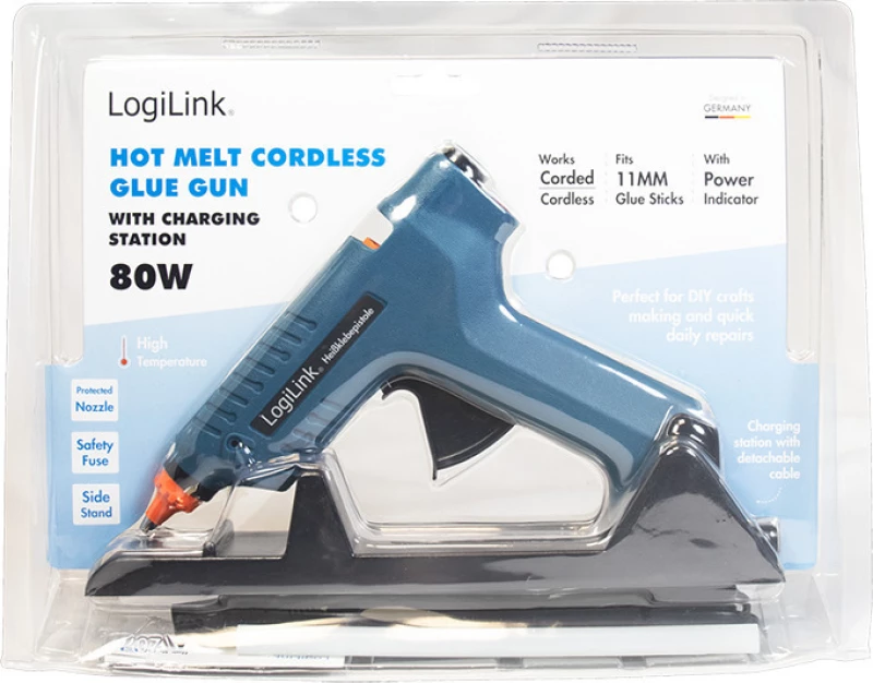 Wz0052 Hot Glue Gun (Πιστόλι Σιλικόνης) Wireless, 80W With Station Blue Logilink