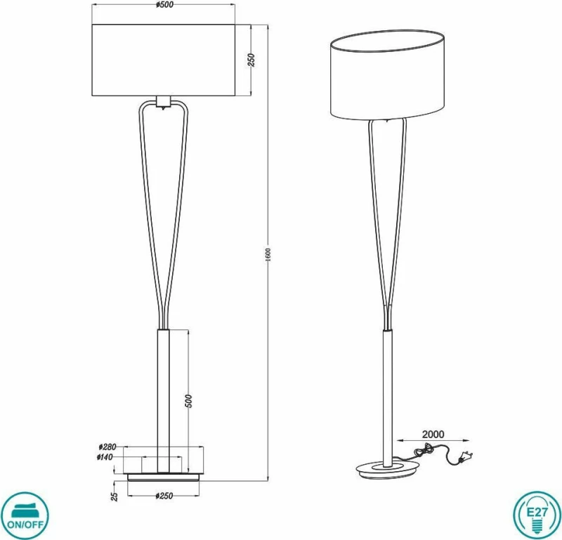 Trio Lighting Paris Ii Φωτιστικό Δαπέδου Λευκό με Ύψος 160cm