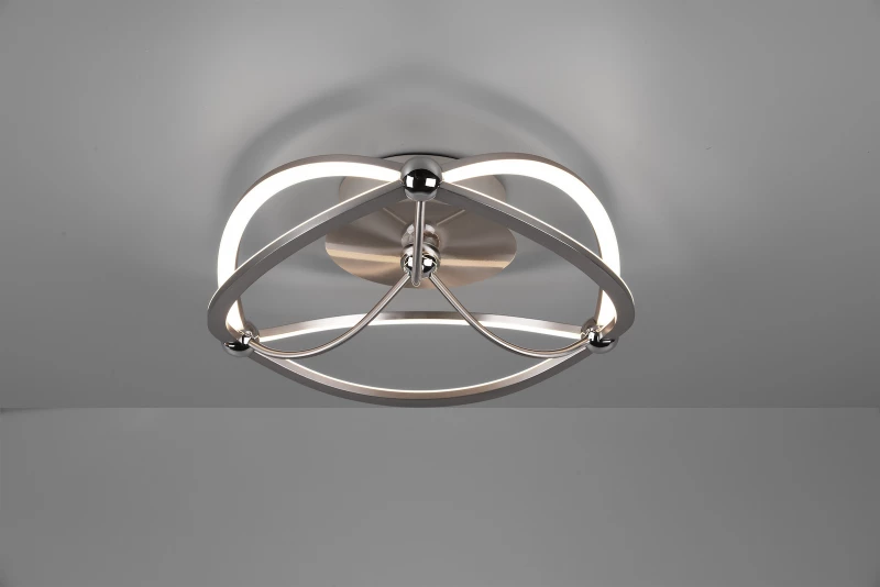 Trio Lighting Charivari Πλαφονιέρα Οροφής Ασημί από Μέταλλο Νίκελ Ματ