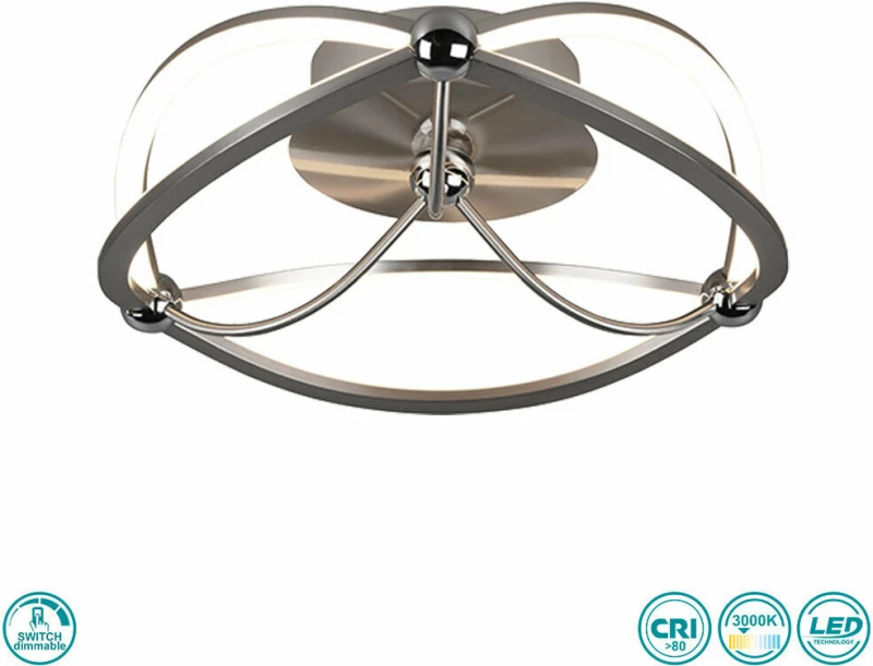 Trio Lighting Charivari Πλαφονιέρα Οροφής Ασημί από Μέταλλο Νίκελ Ματ