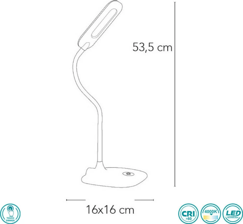 Fan Europe Φωτιστικό Γραφείου LED Γκρι LEDT-Darwin-Grey