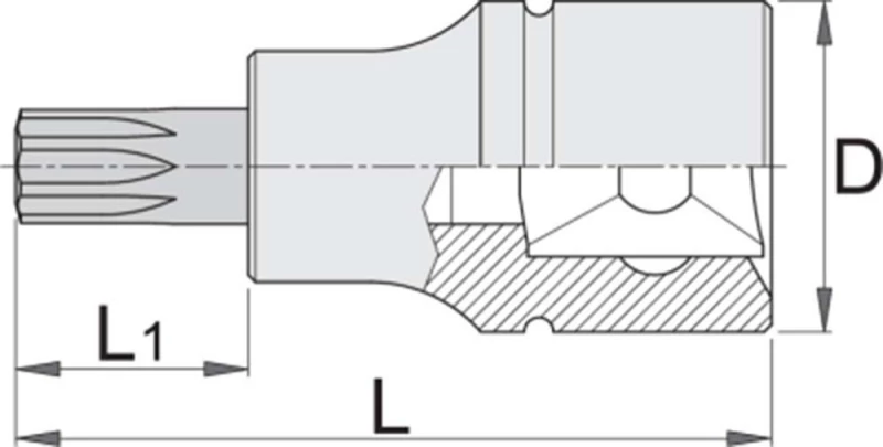 Καρυδάκι 1/2" Μακρύ για βίδες Torx TX25 Unior (612423)