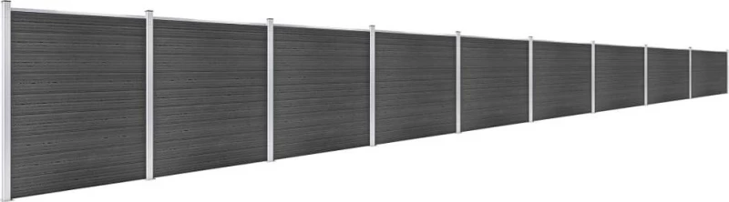 vidaXL Σετ Πάνελ Περίφραξης Μαύρο 186x1564cm 3070436