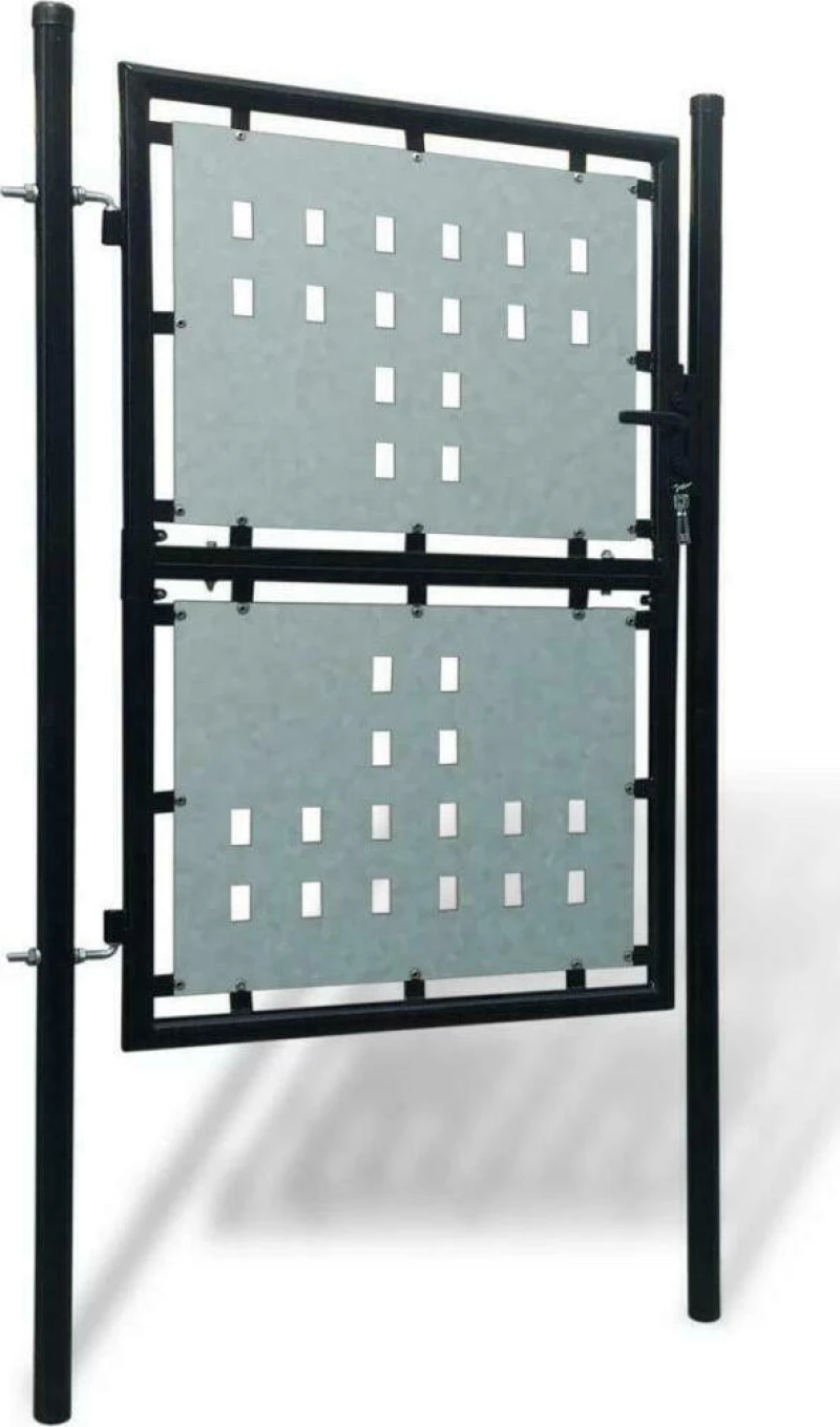 vidaXL Πόρτα Περίφραξης Μονή Μαύρη 100 x 200 cm 100x200cm 141687