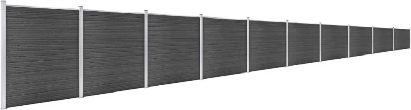 vidaXL Σετ Πάνελ Περίφραξης Μαύρο 186x1737cm 3070437