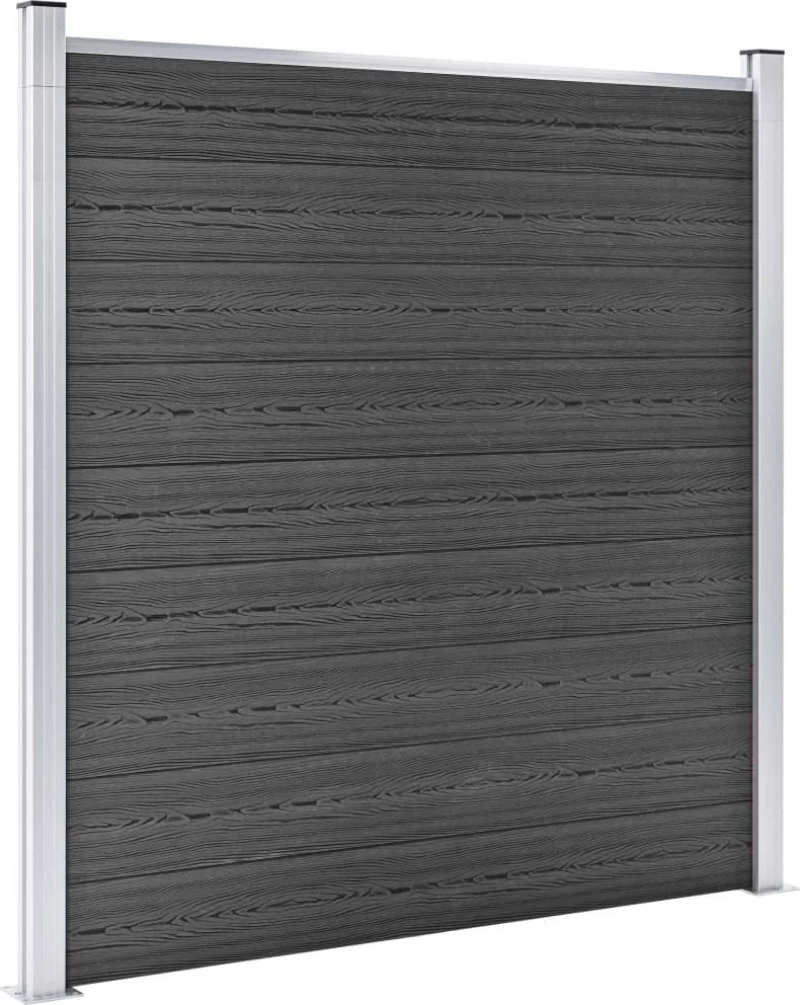 vidaXL Σετ Πάνελ Περίφραξης Μαύρο 186x1737cm 3070437