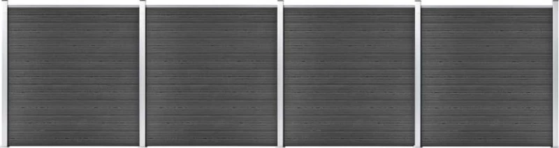 vidaXL Σετ Πάνελ Περίφραξης Μαύρο 186x699cm 3070431