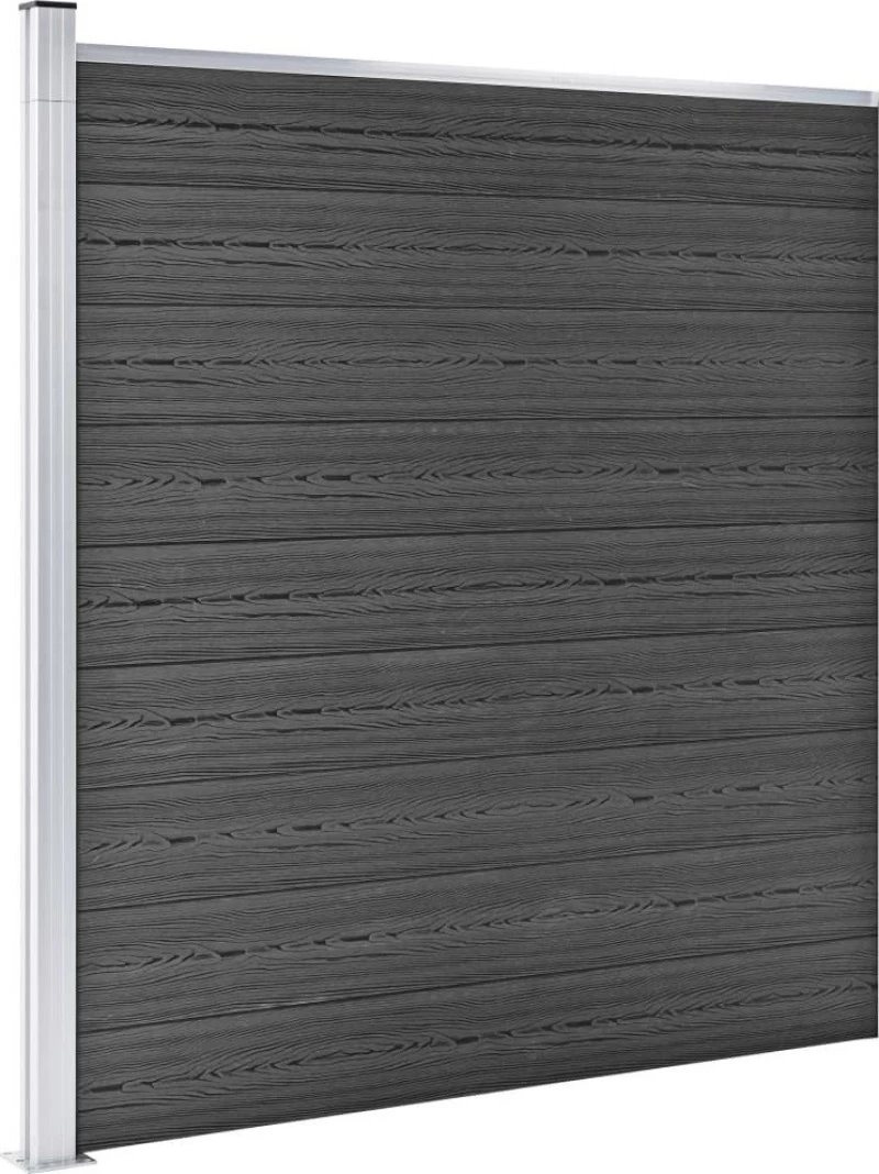 vidaXL Σετ Πάνελ Περίφραξης Μαύρο 186x699cm 3070431