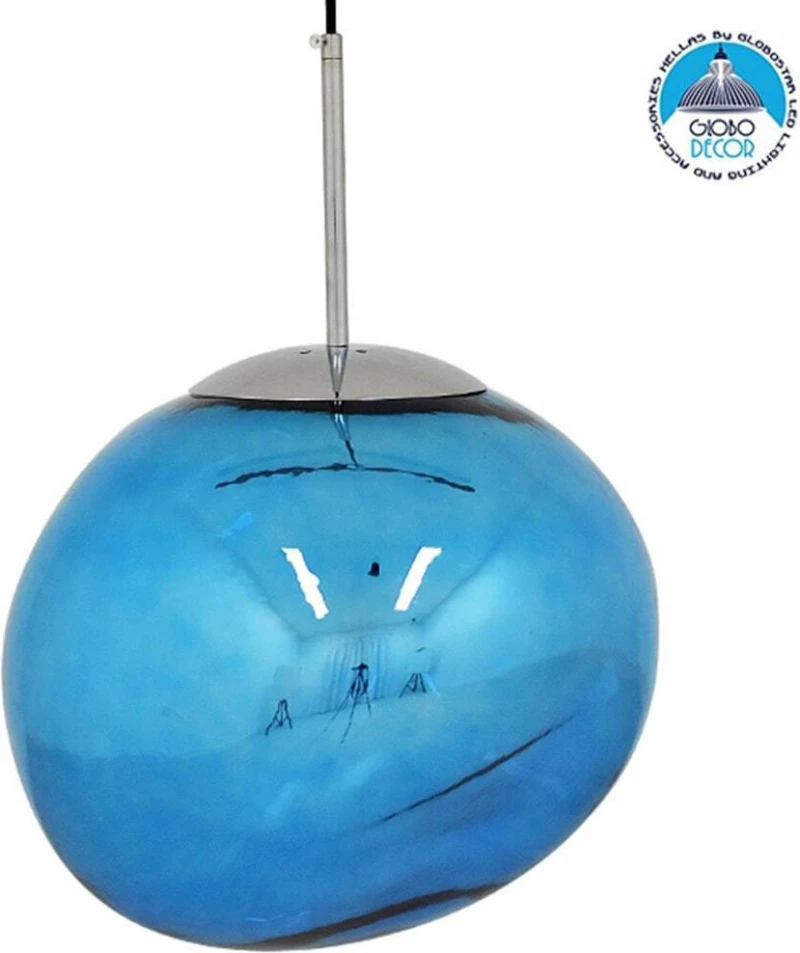 GloboStar Dixxon Κρεμαστό Φωτιστικό Μοντέρνο Μονόφωτο Blue Μπλε