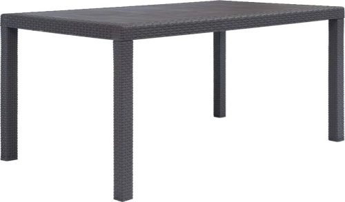 vidaXL Τραπέζι Κήπου Καφέ με Εμφάνιση Ρατάν 150x90x72 εκ. Πλαστικό