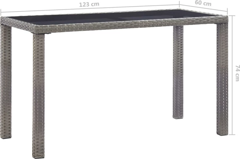 Τραπέζι Κήπου Ανθρακί 123 x 60 x 74 εκ. από Συνθετικό Ρατάν