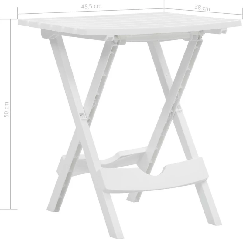 Τραπέζι Κήπου Πτυσσόμενο Λευκό 45,5 x 38,5 x 50 εκ.