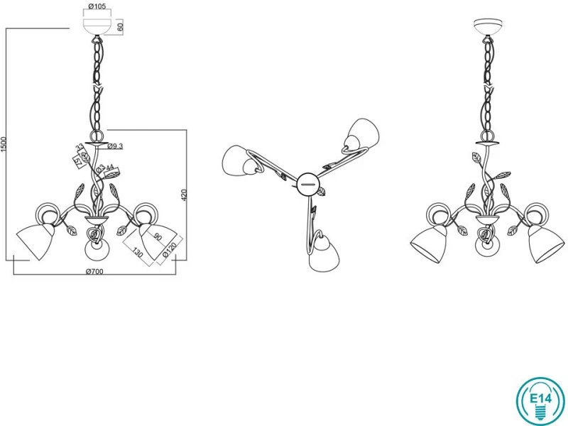 Trio Lighting Traditio Κρεμαστό Φωτιστικό Μοντέρνο Τρίφωτο Λευκό