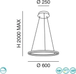 Fabas Luce Giotto 3508-40-101 Black Κρεμαστό Φωτιστικό Μοντέρνο LED Μαύρο