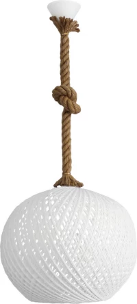 Heronia Silk-02 Rope UT-WH Κρεμαστό Φωτιστικό Vintage Μονόφωτο Με Σχοινί 1L Φ35 Λευκό