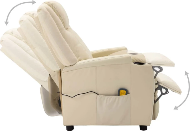 Πολυθρόνα Relax Λευκό Κρεμ Massage 321312