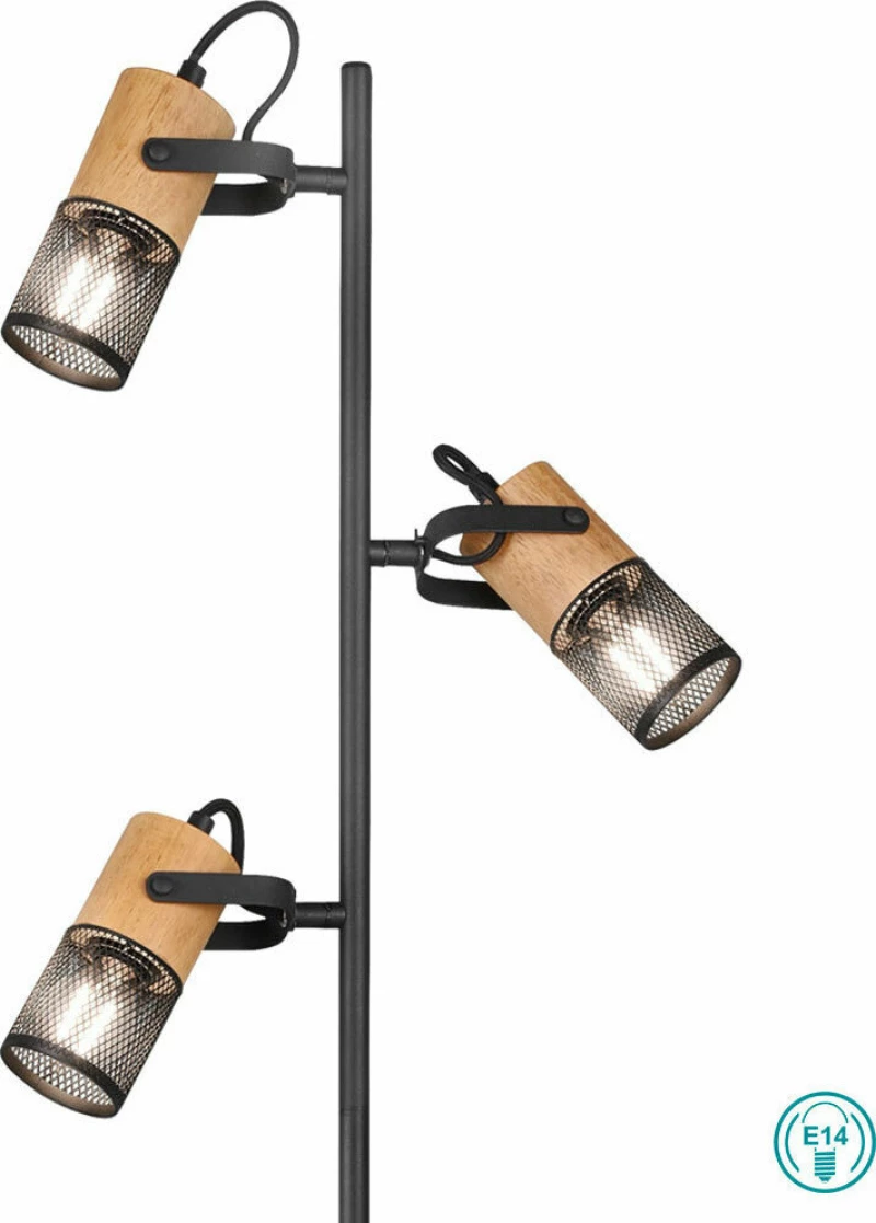 Trio Lighting Tosh Φωτιστικό Δαπέδου Μαύρο με Ύψος 150cm Μαύρο