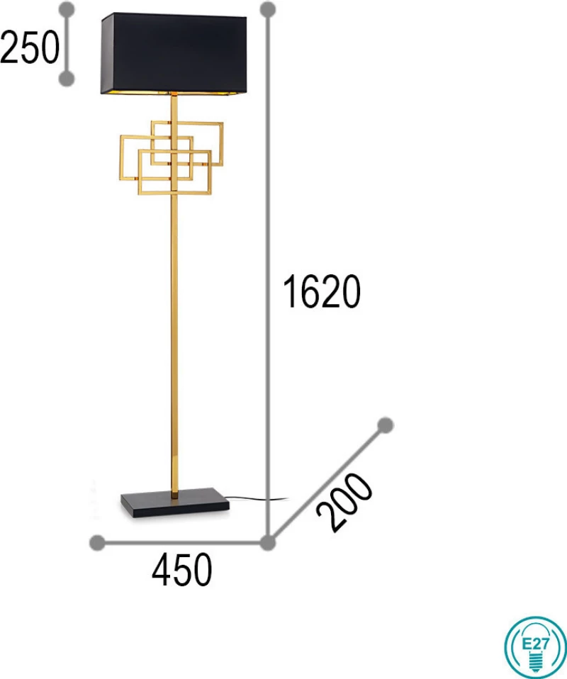 Ideal Lux Luxury PT1 Φωτιστικό Δαπέδου Μαύρο με Ύψος 162cm