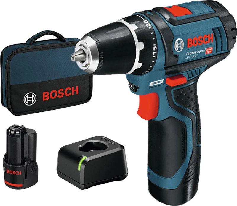 Bosch GSR 12V-15 Δραπανοκατσάβιδο Μπαταρίας 12V 2x2Ah