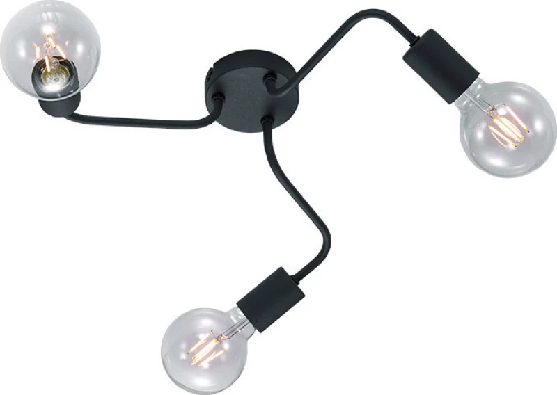 Trio Lighting Diallo Πλαφονιέρα Οροφής Μαύρη από Μέταλλο