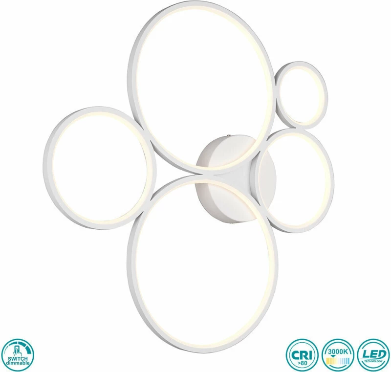 Trio Lighting Rondo Πλαφονιέρα Οροφής Λευκή από Μέταλλο Λευκό