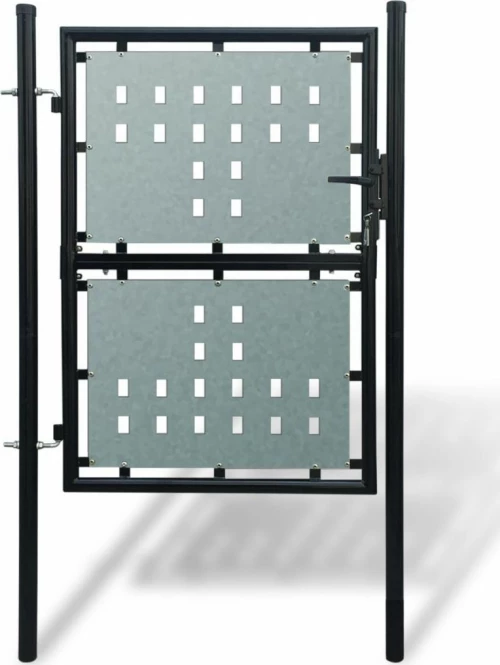 vidaXL Πόρτα Περίφραξης Μονή Μαύρη 175x100cm 141686