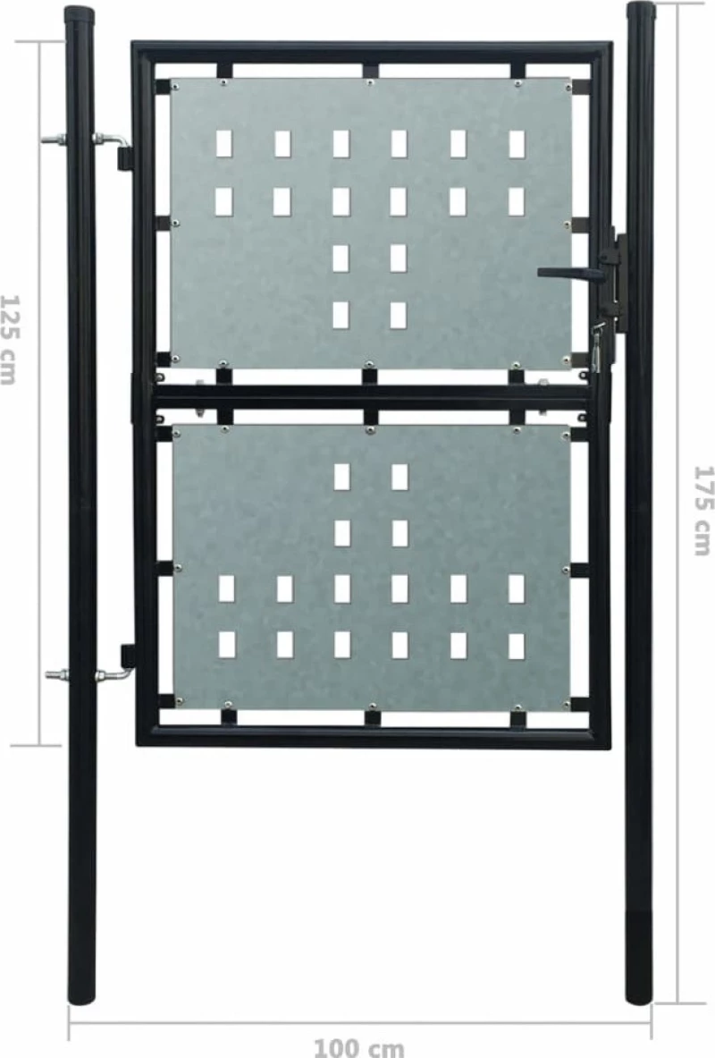 vidaXL Πόρτα Περίφραξης Μονή Μαύρη 175x100cm 141686