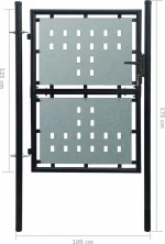 vidaXL Πόρτα Περίφραξης Μονή Μαύρη 175x100cm 141686