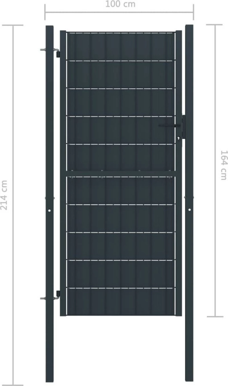 vidaXL Πόρτα Περίφραξης Ανθρακί Ατσάλινη 164x100cm 145235