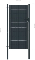 vidaXL Πόρτα Περίφραξης Ανθρακί Ατσάλινη 164x100cm 145235