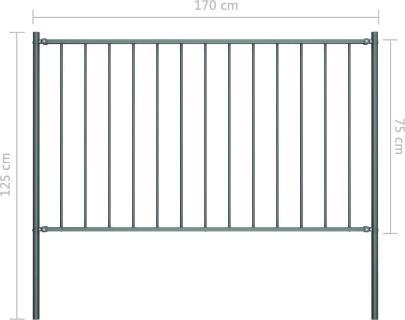 vidaXL Πάνελ Περίφραξης Ανθρακί 75x170cm 145212