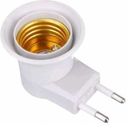 SOCKET-E27-PL-WL Αντάπτορας από Πρίζα σε E27 Λευκό