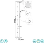 Trio Lighting Led Ackbar Φωτιστικό Δαπέδου Ασημί με Ύψος 182.5cm