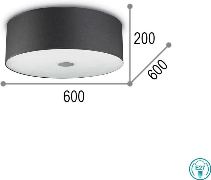 Ideal Lux Woody PL5 Πλαφονιέρα Οροφής Μαύρη από Μέταλλο