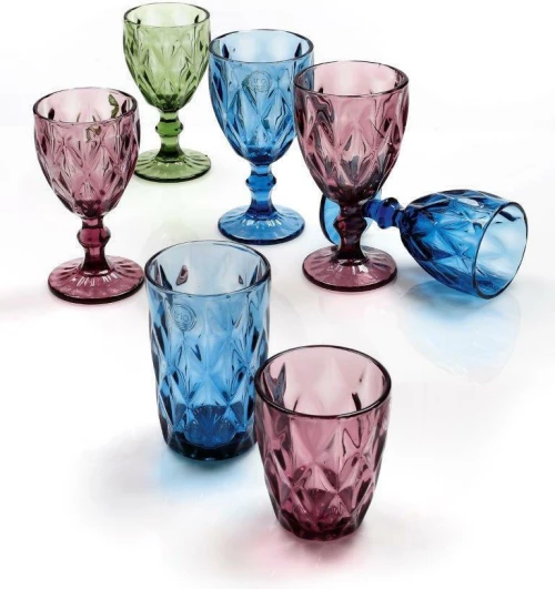 Cryspo Trio Ποτήρι Νερού Kare Γυάλινο Κολωνάτο Green 320ml 6τμχ