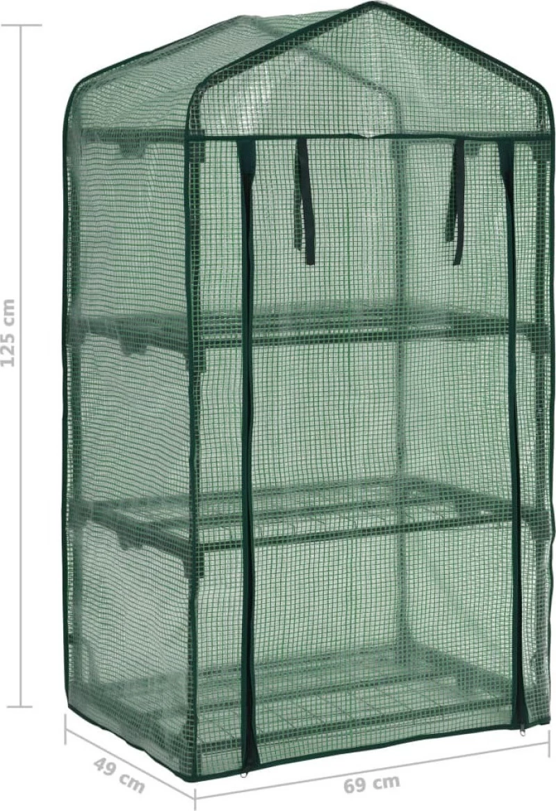 vidaXL Μίνι Θερμοκήπιο με 3 Ράφια 69x49x125cm 46917