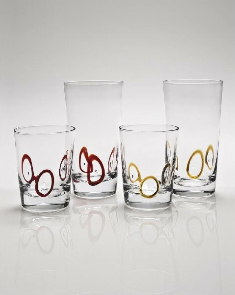 Cryspo Trio Ποτήρι Νερού Circles Γυάλινο Amber 6τμχ