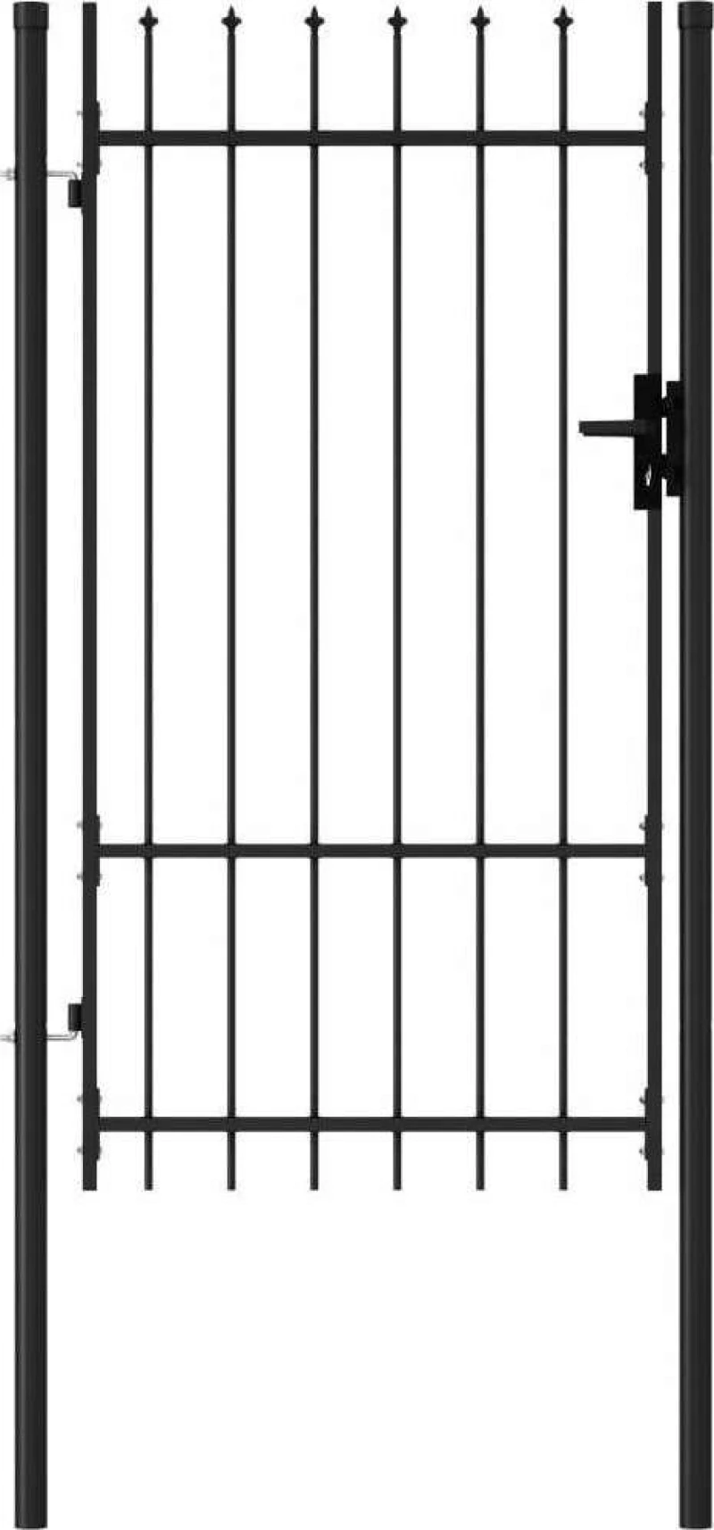 vidaXL Καγκελόπορτα Μονή με Ακίδες Μαύρη 175x100cm 145745