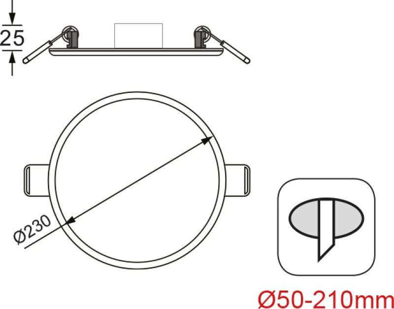 Aca FLEXI1930RW 19W 3000K 1480lm Θερμό Λευκό Χωνευτό Στρογγυλό 23x23εκ.