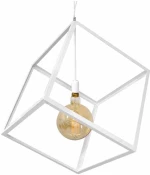 GloboStar Cube Κρεμαστό Φωτιστικό Μοντέρνο Μονόφωτο Πλέγμα Λευκό Λευκό