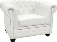 Πολυθρονα T.Chesterfield Τεχνοδερμα Λευκο Ματ 110X90X73 Εκ.